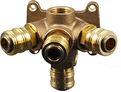 Druckluftverteiler mit 4 Kupplungen, Wanddose Druckluftdose Luftweiche 1/2, hoher Luftdurchlass