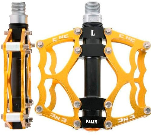 Vagasi Pedale Mountainbike Fahrradpedale Aluminium Platform Pedale Rennrad BMX E-Bike MTB Pedale Fahrrad rutschfeste CNC 9/16 Zoll, Gold