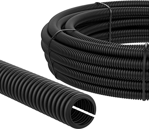 AUPROTEC Wellrohr geschlitzt 2 bis 50m / Leerrohr geschlitzt/Wellrohr UV beständig/Kabelschutzschlauch/Kabelschlauch schwarz - Innendurchmesser 22 mm, Länge 25 m
