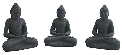 colourliving Dekofigur Buddha 3er Set aus Stein Meditation Feng Shui Gartenfigur Dekoration