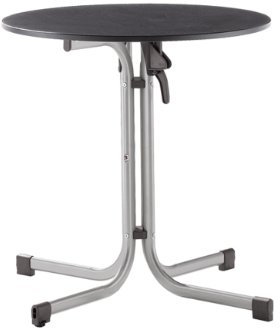 Sieger 1325-50 Gastro-Tisch mit Puroplan-Platte Ø 68 cm, Stahlrohrgestell graphit, Tischplatte Schieferdekor anthrazit