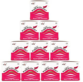 Nasara Original Kinesiologie Physio Tape für Sport und Medizin, Rollengröße 5cm x 5m, 10 Rollen, Pink