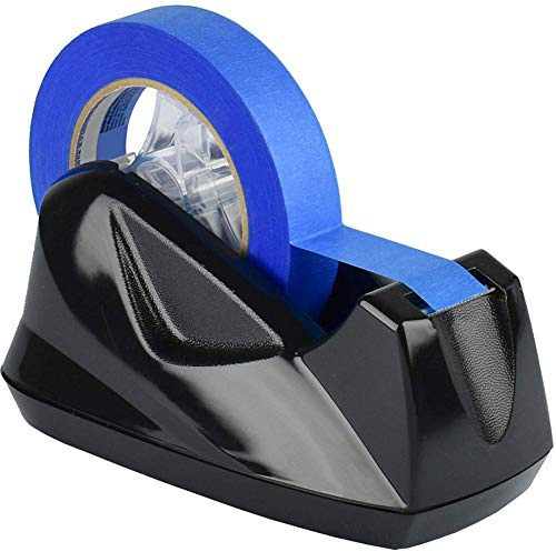 Acrimet Desktop Tape Dispenser Jumbo Size, Non-Skid Base, Plastic, Black | Stainless Steel Blade, Fits 12 mm (1/2), 19 mm (3/4) and 25mm (1) Wide Adhesive Tapes, Includes 1 and 3 Plastic Core