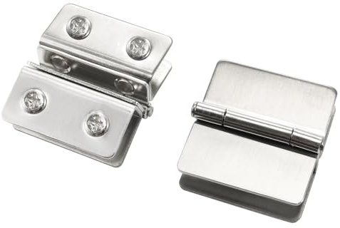 sourcing map 2stk 10mm Dicke Doppel Klemmen Silber Ton Edelstahl | Für Glas Tür Scharniere