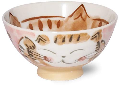 Minorutouki Lucky Cat Fukuneko Ceramics Rice Bowls Pink φ4.6×H2.48in 4.94oz Made in Japan