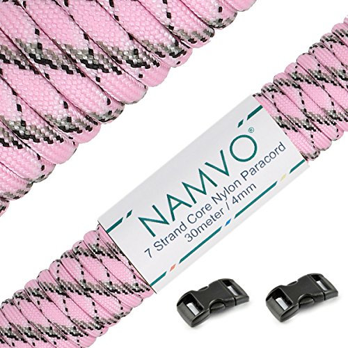 NAMVO 550 Paracord Mil Spec Typ III 7 Strang Fallschirm Schnur Gesamtl?nge 100ft / 30 Meter -Rosa Camouflage