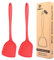 Pack of 2 Silicone Wok Spatula, Non-Stick, Heat, Stain and Odor Resistant, Easy to Clean and Dishwasher Safe, Seamless Kitchen Utensil for Cooking, Baking, Stir-Fry (Red)