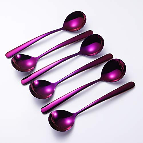 IRONX - Posate in acciaio inox 18/10, grandi e resistenti, serie Elegance, colore: viola