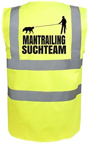 Mantrailing Warnweste Hundesport Sicherheitsweste Suchteam (Motiv 3) (L, Neongelb)