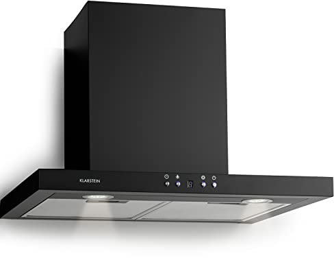 Klarstein Limelight Campana extractora cocina de pared - Extractor de humos, Rendimiento de 600 m³/h, 3 niveles de potencia, Filtros de grasa, Iluminación LED, 64 dB, 60 cm de Ancho, Negro