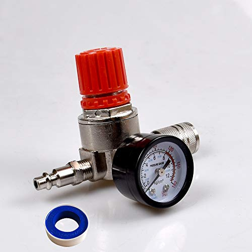 Air compressor pressure regulator 1/4 mini pressure gauge, double connection pressure regulator air compressor air pump accessories 180psi 12bar (three-way valve)