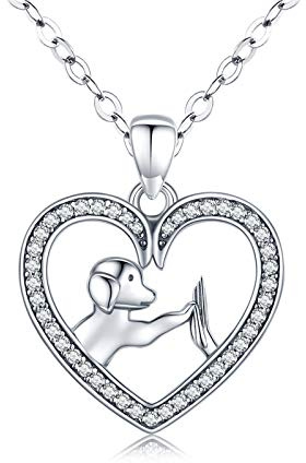 Eusense Hunde kette Damen 925 Sterling Silber Hunde Pfote Anhänger Halskette Hunde Geschenke Schmuck für Hundeliebhaber Mädchen Frauen