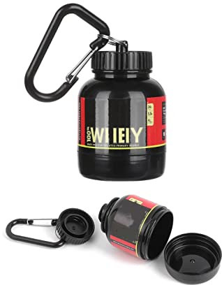 Portable Protein Powder Funnel Container - Travel Supplement Bottle Containers with Funnel, Small Formula Powder Pots & Storage Container Keychain for Gym, Workout, 100ml, 30g (Black) (Black, 100 ml)