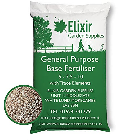 Elixir Gardens General Purpose Base Fertiliser | 5-7.5-10 + Trace Elements Various Sizes 500g-25kg | 2kg bag | Treats 60sqm