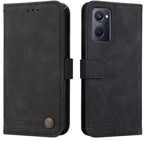 SEAHAI Hülle für Oppo A96 / Oppo A76 / Realme 9i / Oppo A36 Handyhülle, Premium PU Flip Brieftasche Schutzhülle mit Ständer/Kartenfach/Magnetisch Stoßfeste Lederhülle Ultra-dünn Klapphülle - Schwarz