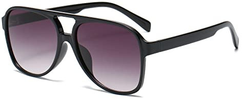 Retro Nachtsicht Rechteckige Sonnenbrille für Damen Herren Quadratische Doppelsteg UV400 Schutzbrille zum Autofahren (Doppeltes Grau)