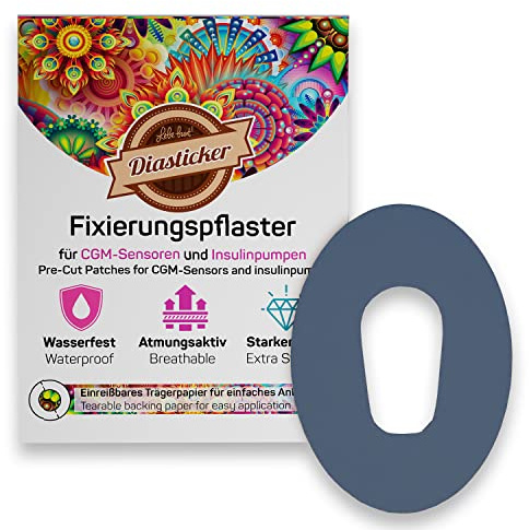 Diasticker - Dexcom G6 Plaster (10 Stück, Dunkelblau) - Wasserfest - Hautfreundlich - Atmungsaktiv - Starker Halt - Selbstklebende Fixierpflaster, Sensor-Fixierung