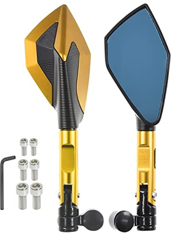 Accessori Specchietto Retrovisore Laterale Per Moto 8mm 10mm Specchi Per HONDA Hornet 600 250 900 CB400 CB599 HORNET CB600F 2007 2008 2010 2011 12 (Colore : Oro)