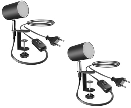 ledscom.de 2x Klemmleuchte WAIKA, Schalter, schwarz matt, inkl. LED GU10 Lampe, 3-Stufen Dimmen: max. 609lm weiß
