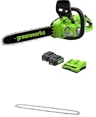 Greenworks 48V(2x24V) Motosega a Batteria con Motore Brushless GD24X2CS36K4X + Catena di Ricambio per Motosega