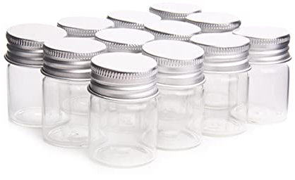 Danmu Art 20pcs 30mm x 40mm Fläschchen Klarglas Flaschen Süßigkeiten Flasche mit Aluminium Hochzeit Dekorationen Schmuck Zubehör 15ml