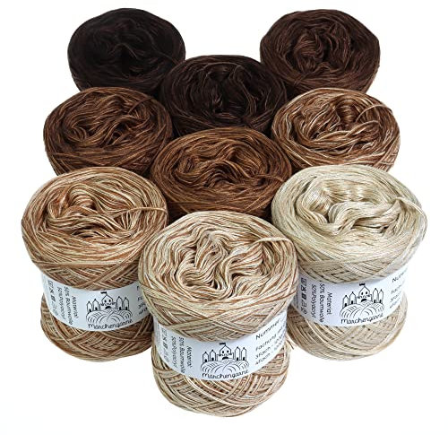 Farbverlaufsgarn Bobbel Candy Box 4Fädig Wolle Strickwolle Häkeln Box (Nougatzunge, Mini Box - Gesamt 1140m/300g - 4Fach)