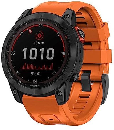 Koelaa 26mm Quick Fit Silikon Armband für Garmin Tactix 8 51mm/Fenix 7X/6X/5X/3/Tactix7/Tactix DELTA/Enduro2, Silikon Estrazarmband, Quick-Fit Uhrenarmband-Orange Farbe