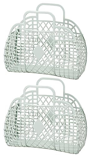 Altsuceser 2 x Gelee-Geldbörsen, Gelee-Korb, Taschen, wiederverwendbar, Brautjungfer-Geschenkkorb, Osterkorb, Geschenk für Babyparty, Sommer-Kinder-Handtaschen für Frauen und Mädchen, Grün