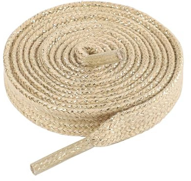 LARGERED Schnürsenkel Gold Flach 8mm Breit Schuhbänder für Sneaker Sportschuhe Turnschuhe und Laufschuhe Reißfest Ersatz Shoelaces aus Polyester für Herren/Damen, 130cm