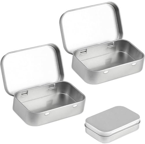 LPMXYW 2 PCS Small Storage Box with Lid Rectangular Small Tin Boxes Metal Box with Lid Small Tin Box for Home Storage Candy Earring Coin Organizer Mini Portable Box(Silvery