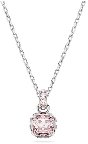 Swarovski Colgante Birthstone, Talla cuadrada, Junio, Rosa, Baño de rodio
