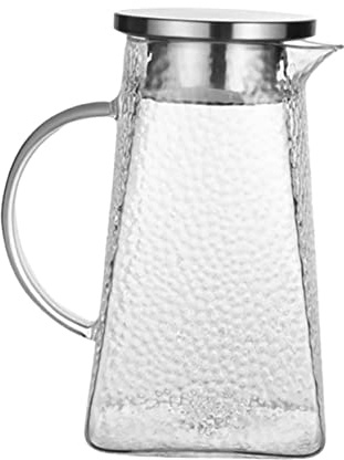 HEMOTON Glas für Kaltes Wasser und Saft Haushaltswasserspeicher Wasserkrug mit Deckel 1,5l Großer Fassungsvermögen Tragbar im Haushalt