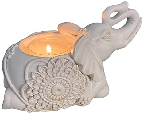 Xistuoz Votivkerzenhalter, Reichtum und Glückselefant, Kerze, Teelichthalter, Keramik-Elefant-Statuen, Heimdekoration für Hochzeit, Party, Tischdekoration