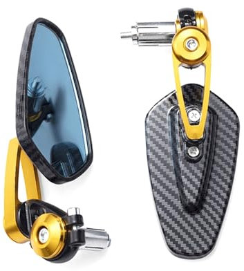 TuxeN Motorrad Spiegel Für Kawasaki Z125 bis Z1000 ER6N ER6 - Lenker Spiegel 7/8 22mm - Aluminiumlegierung - Blau-Weißes Glas - Vibrationsfest - Retro-Stil