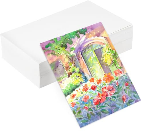 Aquarellpapier, 100 Blatt Aquarellblock 300g, Watercolor Paper Weiss für Aquarell Gouache Zeichnen Handlettering Aquarellbogen (12,7 x 17,8 cm)