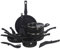 Blaumann 8 Pcs Cookware Pots Pans Set with Soft Touch Handles & Kitchen Tool Set (Matt Black)