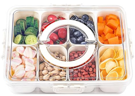 WUSANNA Snackbox Snackteller Snack Spinner Snack Box Wird Für Süßigkeiten Bonbons Gemüsekekse,Nüsse Früchte Nüsse Desserts Gewürze und Snacks Verwendet.Aufbewahrungsbox (Groß)