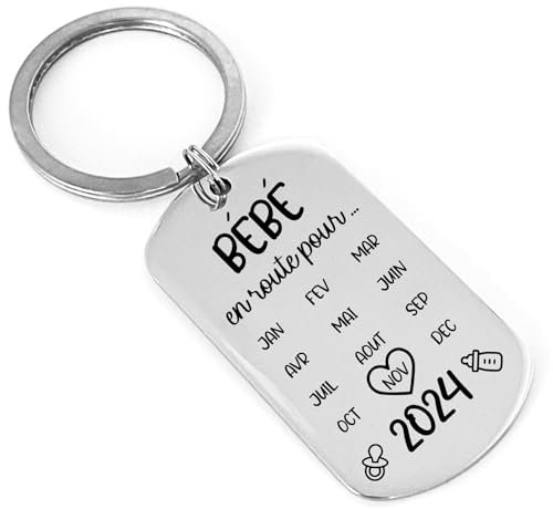 Porte-Clés Personnalisé pour Annoncer une Future Naissance : Un Cadeau Spécial pour Futurs Parents, Tontons, Tata, Mamie, et Papi