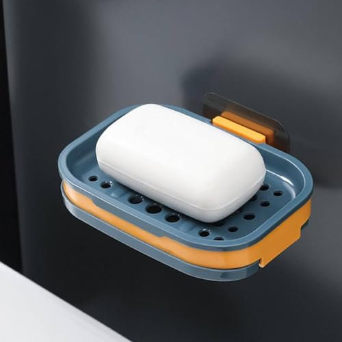 Strong Suction Soap Dish Holder Bathroom Shower Bath Net Drain Case Tray Box (green)