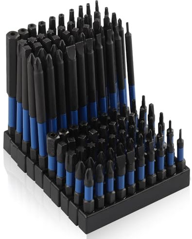 Rocaris 100 Pcs Screwdriver Bit Sets, 14 Pcs Slotted Bit Set, 26pcs Phillips Bit Set, 20 Pcs Square Bit Set, 20 Pcs Torx Bit Set, 20 Pcs Allen Wrench Drill Bit Set, 2” & 4” Long