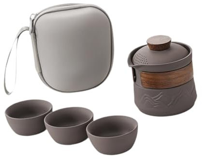 JISADER Juego de Tetera, Juego de Tazas de té, Juego de té de Kung fu Minimalista de cerámica, Juego de Tetera China para Viajes, hogar, campamentos,