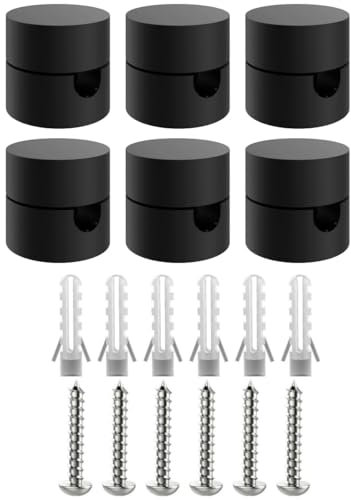 ZOHAR 6 Stück Zweiteilige Wand- und Deckenpins Schwarz für Textilkabel Deckenbefestigung Affenschaukel Aufputz-Kabelhalter für Lampe DIY mit Schrauben und Dübeln