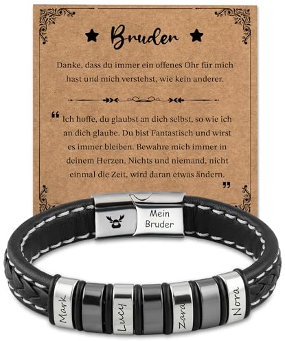 Easycosy Personalisiertes Armband Herren mit Gravur und Namen, Männerarmband in Schwarz - Geschenke für Papa Opa Sohn, Geschenke für Vater Männer Herren zu Weihnahten Vaterstag