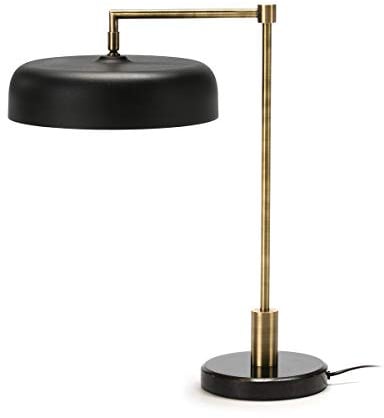 LAMPARA SOBREMESA 18X44X53 MARMOL NEGRO/METAL NEGRO/DORADO