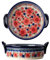 CRCRC Ciotola rotonda in ceramica, pirofila con manici for forno, for cuocere e servire