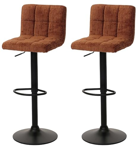 Mendler 2er-Set Barhocker HWC-G87 Stoff - Terracotta