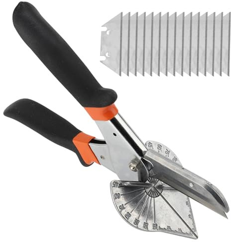 Cisailles à Angle Multi-angles 45 à 135 Degrés, Cisailles à Onglets pour Coupe-Bois, Ciseaux D’angle pour Couper le Bois Tendre, le Plastique, le PVC et Plus Encore, Comprenant 15 Lames