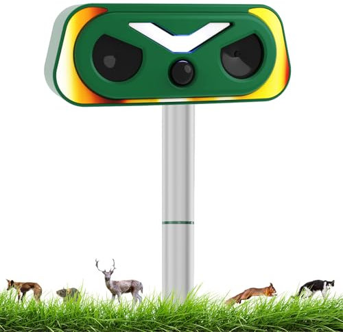 Solar Cat Repellent, Ultrasonic Animal Repeller Cat Deterrents 2 Modes, Solar & USB Powered Animal Repeller Waterproof with Motion Sensor for Garden Yard Dogs Cats Birds Rats Fox Squirrels