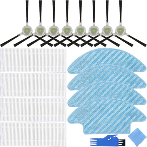 EATBALE Replacement Parts for Lefant M210B M213S M210S M210 M213, for OKP Life K2 K3 K3A K4 K5 Robot Vacuum Cleaner 8 Side Brushes 4 Mop Cloths 4 Hepa Filters Mop Pad Wipe Edge Brush Accessories Kit