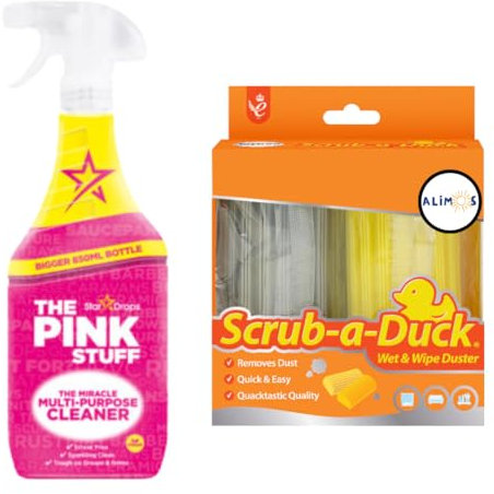 The Pink Stuff Multi-Purpose Cleaner 850ml & Wet & Wipe Duster (2 Pack) – Powerful Cleaning & Dusting Bundle for a Sparkling Home
